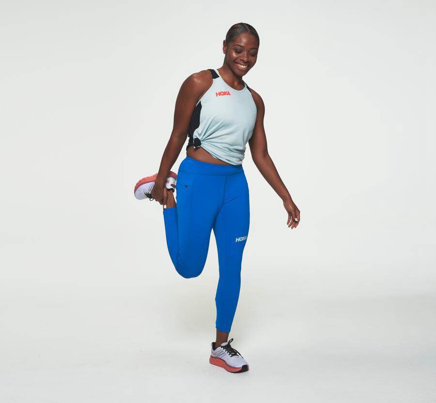 Pants Womens - Hoka One One Performance Crop Tight - Blue - BCKQDRT-45